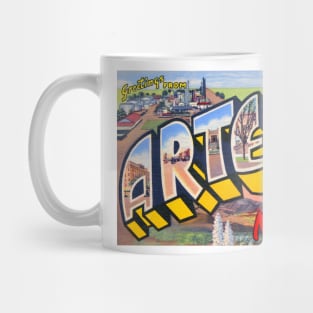 Greetings from Artesia New Mexico - Vintage Large Letter Postcard Mug